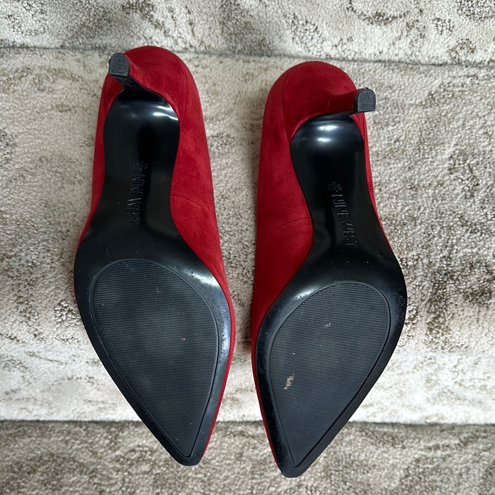 Nine West Red Suede Stiletto Heels - Picture 5 of 5